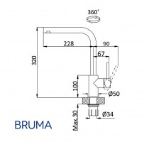 MEDIDAS MONOMANDO COCINA BASIL BRUMA